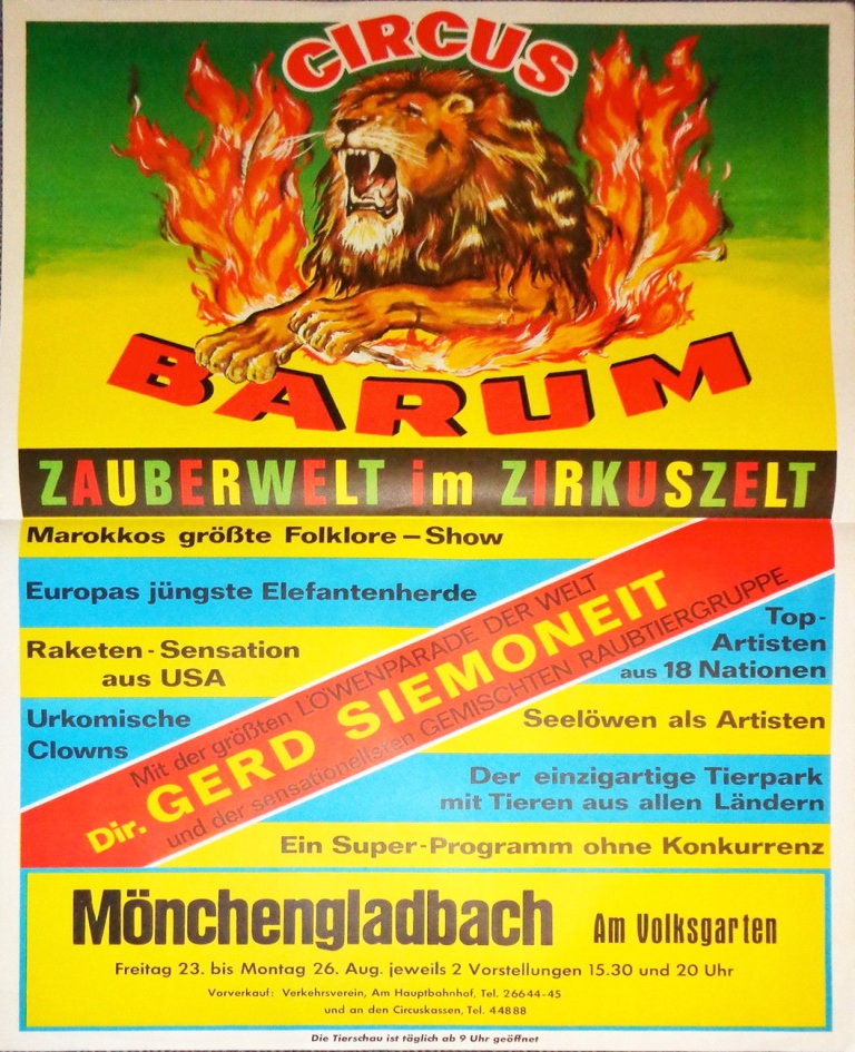 Zirkus-Plakat 1974 (original) "Circus Barum" 84 x 59cm